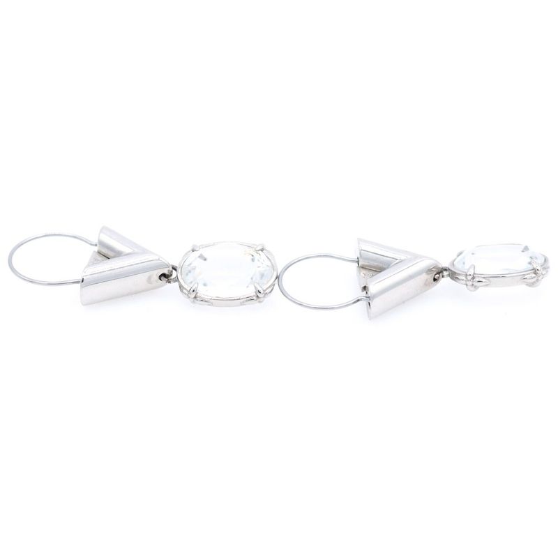 Louis Vuitton Four Palladium Crystal Earrings Silver