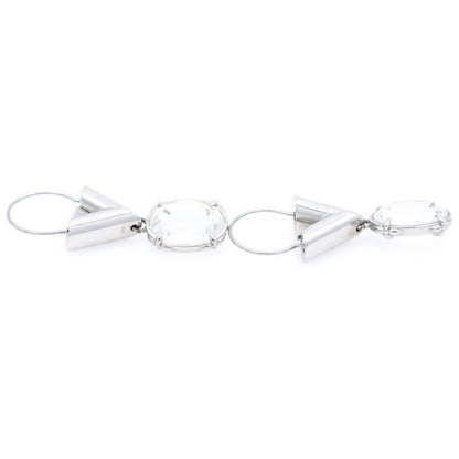 Louis Vuitton Four Palladium Crystal Earrings Silver