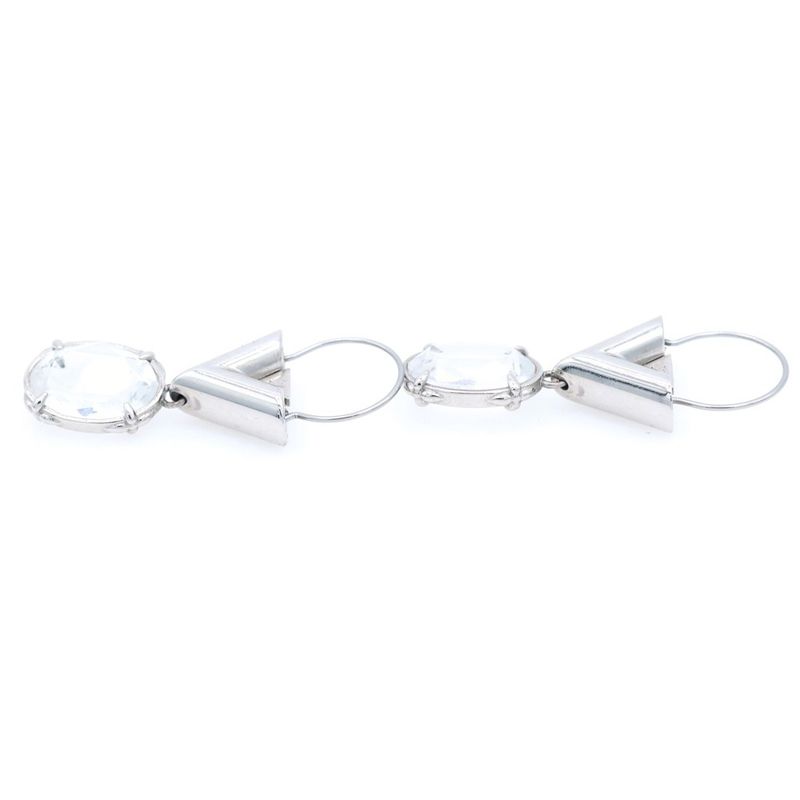 Louis Vuitton Four Palladium Crystal Earrings Silver