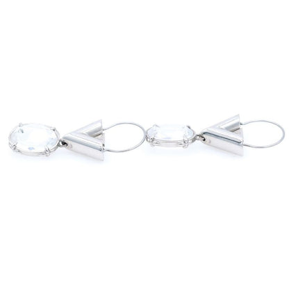 Louis Vuitton Four Palladium Crystal Earrings Silver