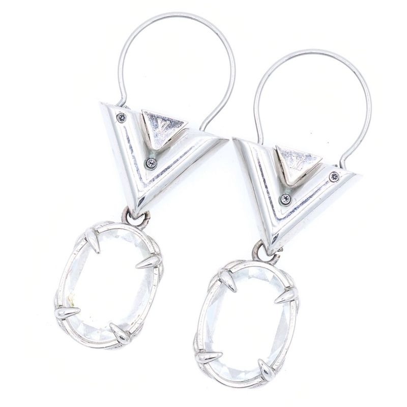 Louis Vuitton Four Palladium Crystal Earrings Silver