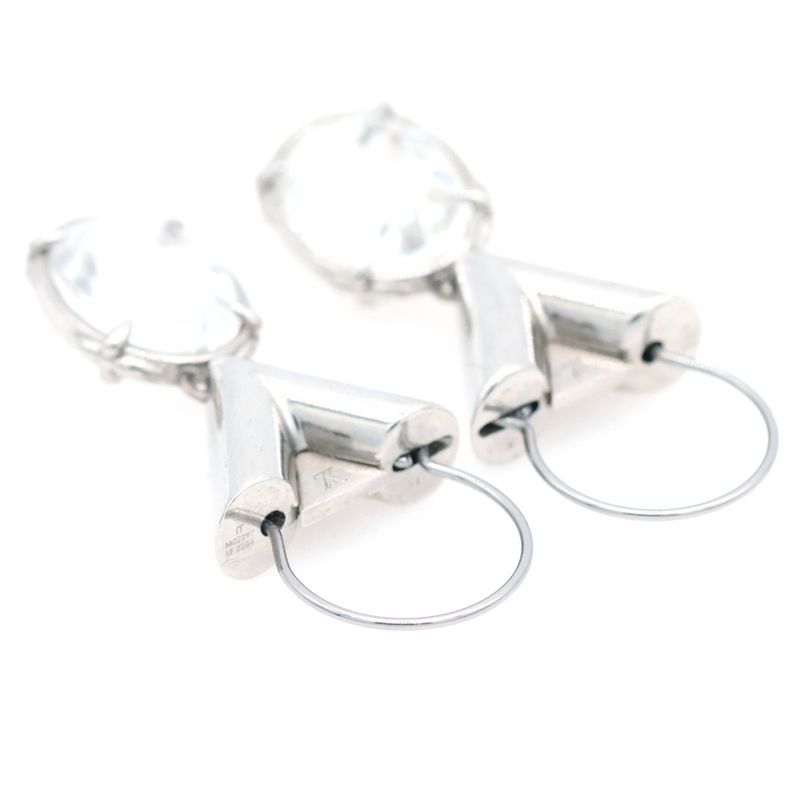 Louis Vuitton Four Palladium Crystal Earrings Silver