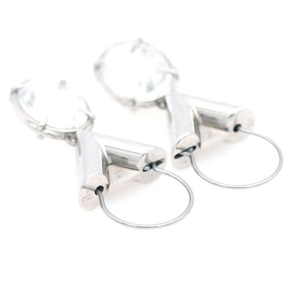 Louis Vuitton Four Palladium Crystal Earrings Silver