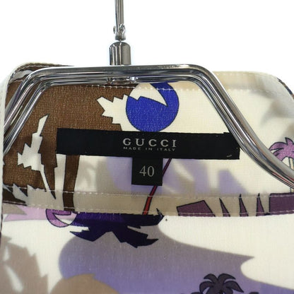 Gucci Allover Print Pullover Silk Long Sleeve Shirt White Sweater