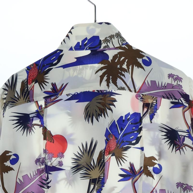 Gucci Allover Print Pullover Silk Long Sleeve Shirt White Sweater