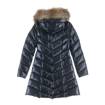 Moncler Fulmarus Patch Logo Fur Hooded Zip Up Long Jacket Coat Black