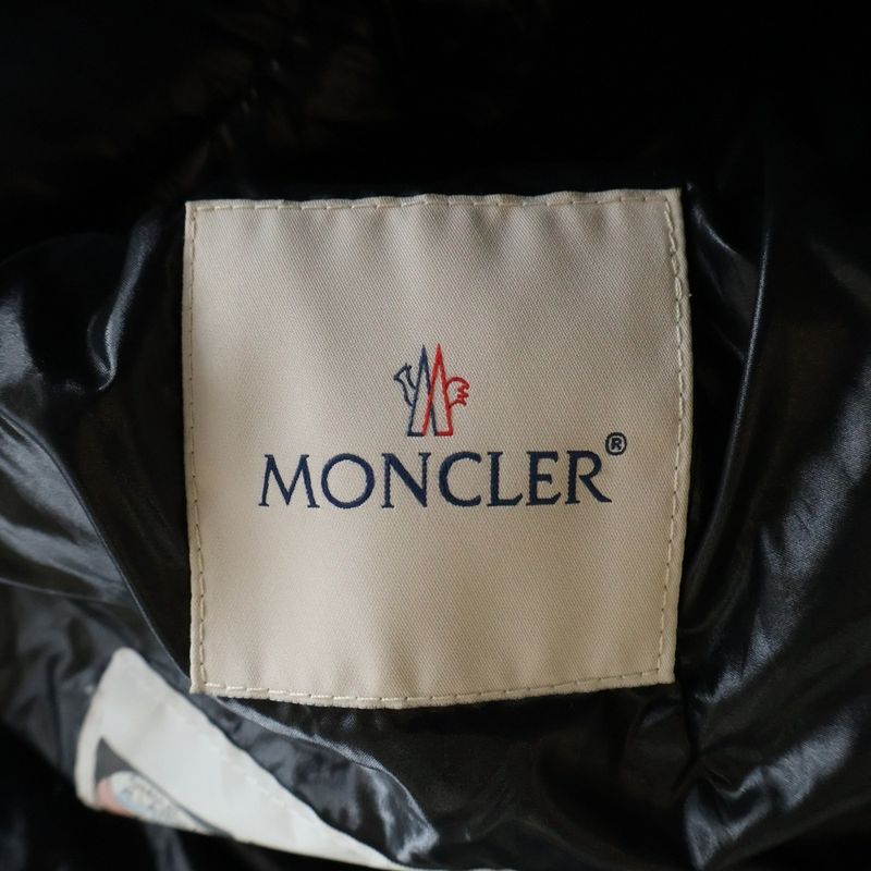 Moncler Fulmarus Patch Logo Fur Hooded Zip Up Long Jacket Coat Black