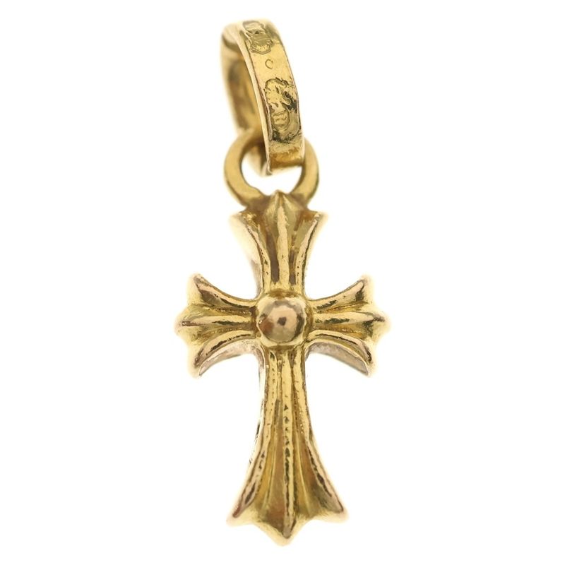Chrome Hearts 22k Crs Bbyfat P Dia Baby Fat Cross Pave Diamond Pendant Top Gold