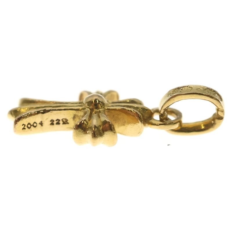 Chrome Hearts 22k Crs Bbyfat P Dia Baby Fat Cross Pave Diamond Pendant Top Gold
