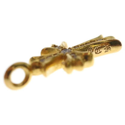 Chrome Hearts 22k Tny Crsf P Dia Tiny Fat Cross Pave Diamond Pendant Top Gold