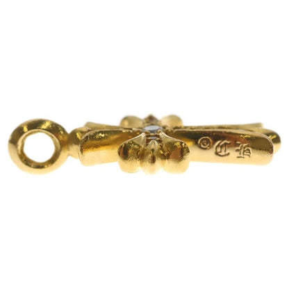 Chrome Hearts 22k Tny Crsf P Dia Tiny Fat Cross Pave Diamond Pendant Top Gold