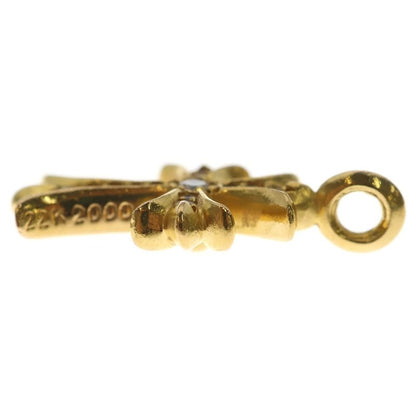 Chrome Hearts 22k Tny Crsf P Dia Tiny Fat Cross Pave Diamond Pendant Top Gold
