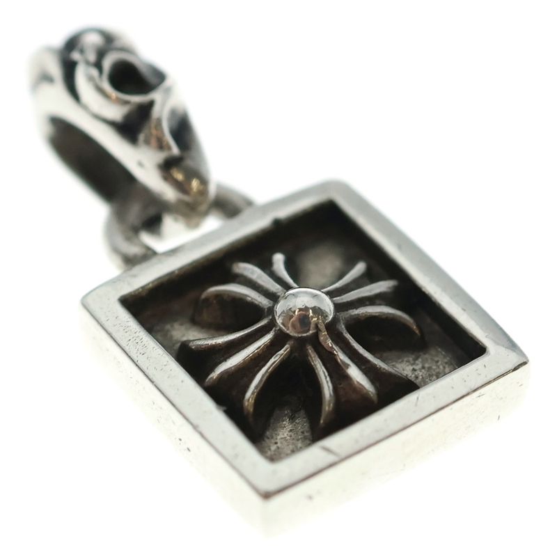 Chrome Hearts Framed CH Plus Charm Silver Necklace Top
