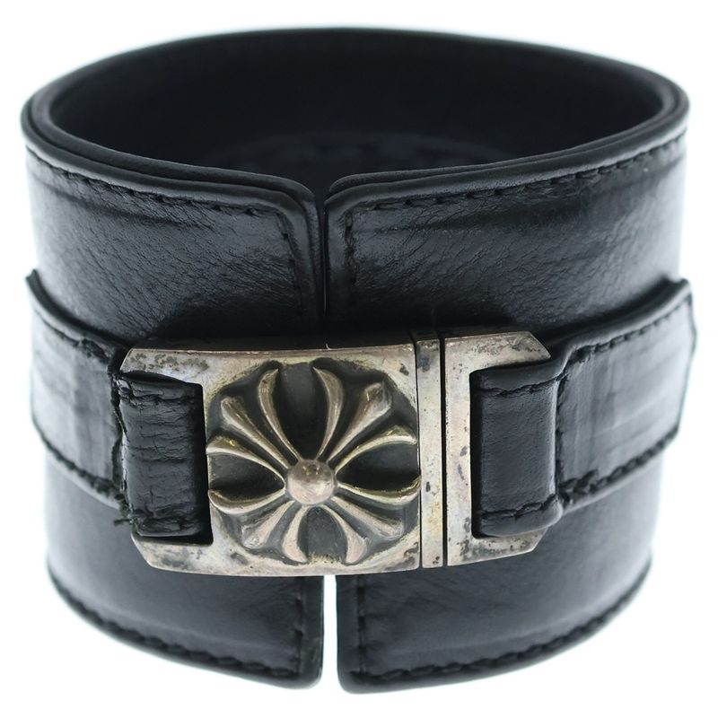 Chrome Hearts Harness Clasp Wide Leather Bracelet