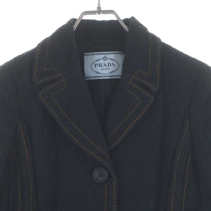 Prada Wild Stitch Flower Jacquard Tweed Jacket Black