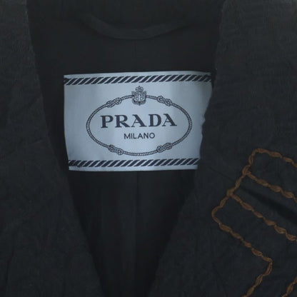 Prada Wild Stitch Flower Jacquard Tweed Jacket Black