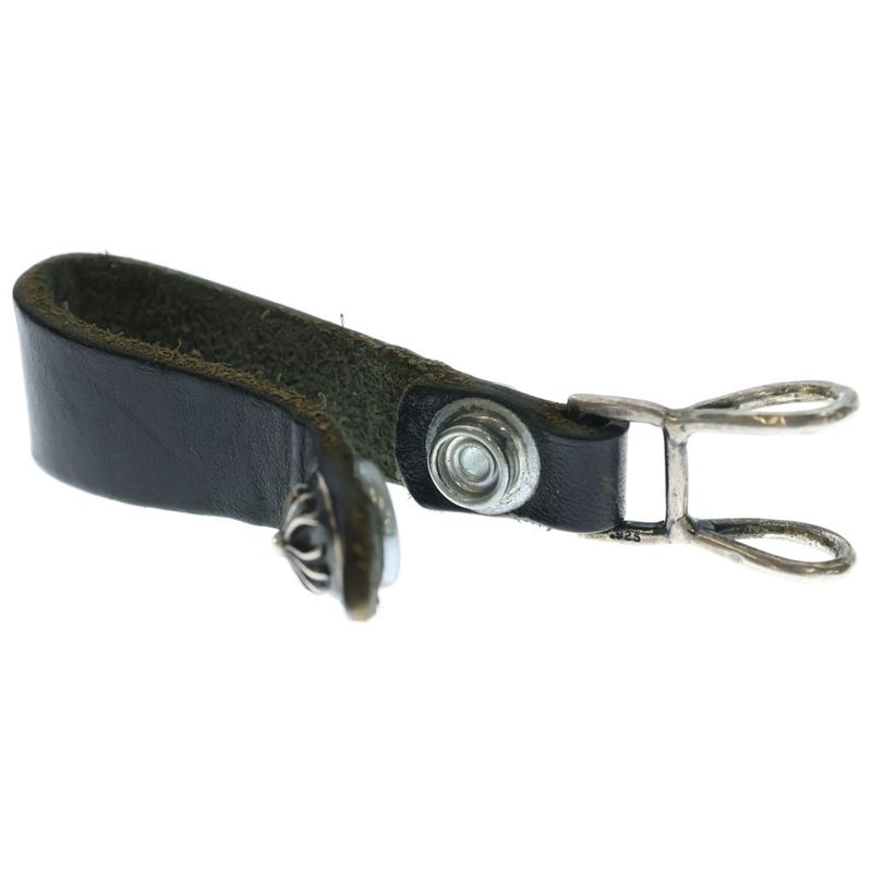 Chrome Hearts Belt Loop Cross Ball Button Leather Silver Black