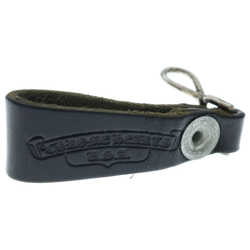 Chrome Hearts Belt Loop Cross Ball Button Leather Silver Black