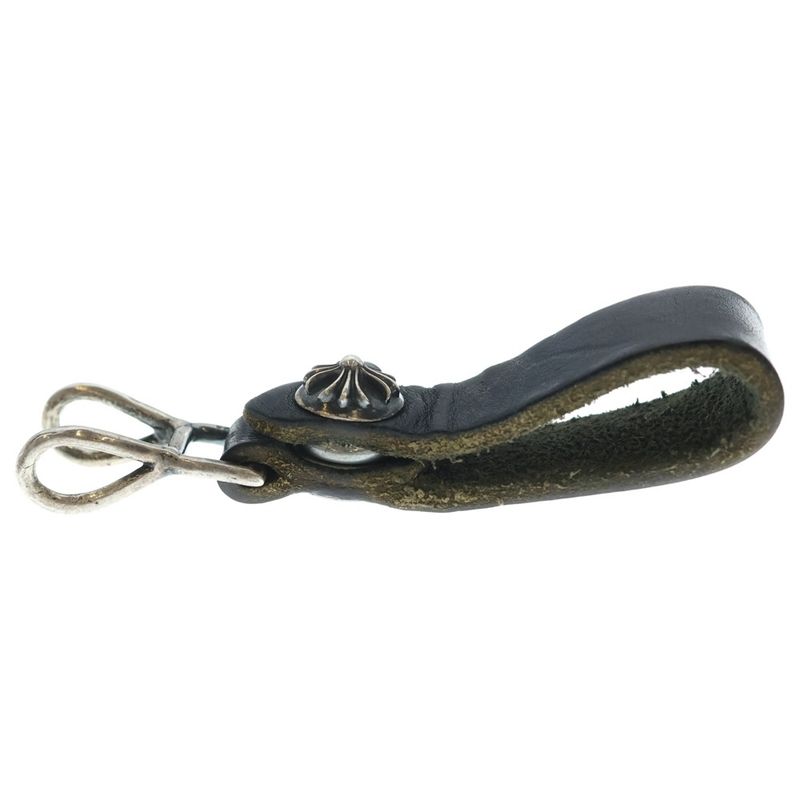 Chrome Hearts Belt Loop Cross Ball Button Leather Silver Black