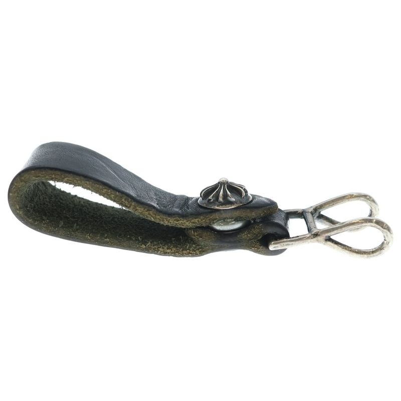 Chrome Hearts Belt Loop Cross Ball Button Leather Silver Black