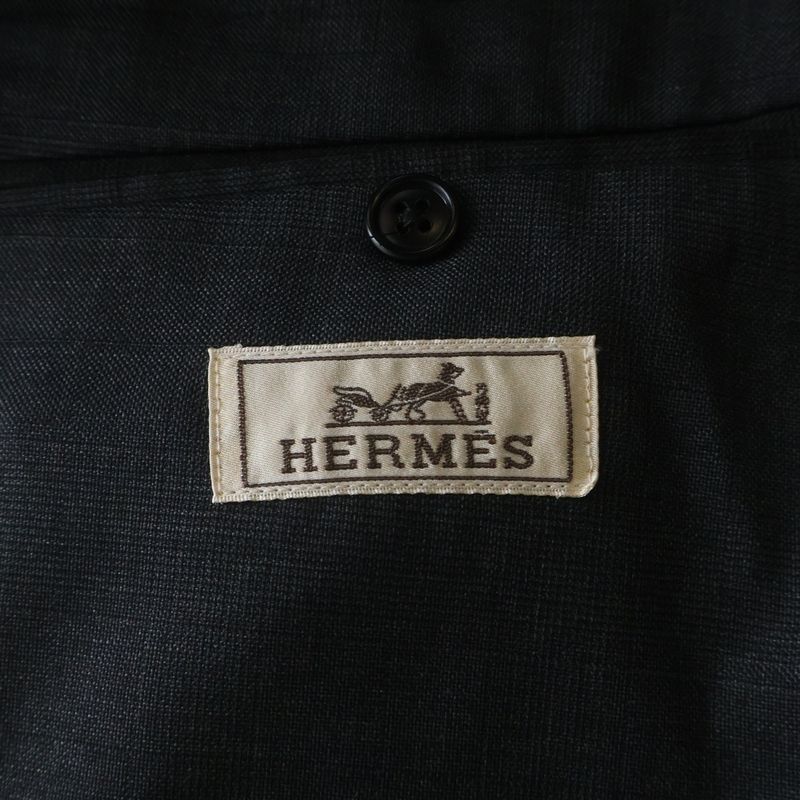 Hermes Cashmere Blend Wool Tailored Jacket Trousers Long Pants Set Suit Gray
