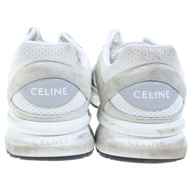Celine Lace Up Low Cut Sneakers White Gray