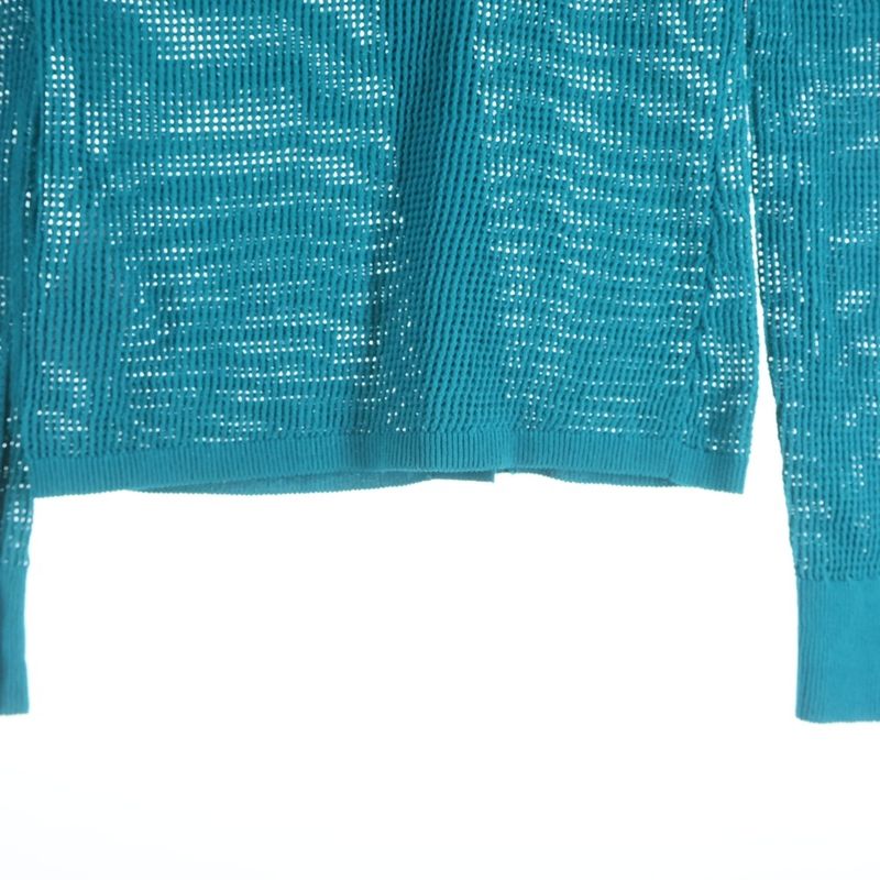 Bottega Veneta Mesh Knit Cardigan Long Sleeve Shirt Blue
