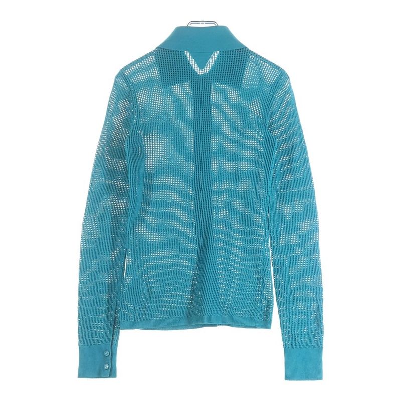 Bottega Veneta Mesh Knit Cardigan Long Sleeve Shirt Blue