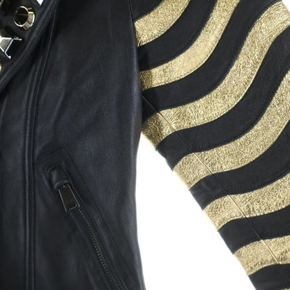 Fendi Gold Edition Studded Leather Jacket Black S8k
