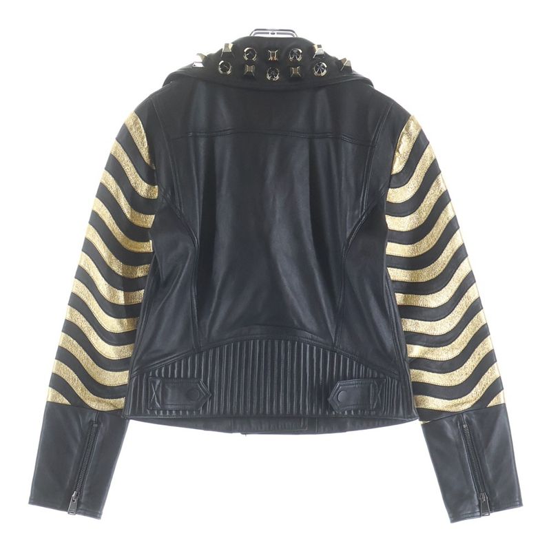 Fendi Gold Edition Studded Leather Jacket Black S8k