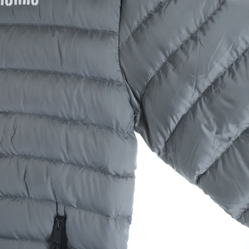 Miu Logo Embroidery Zip Up Puffer Jacket Gray