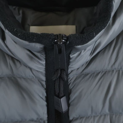 Miu Logo Embroidery Zip Up Puffer Jacket Gray
