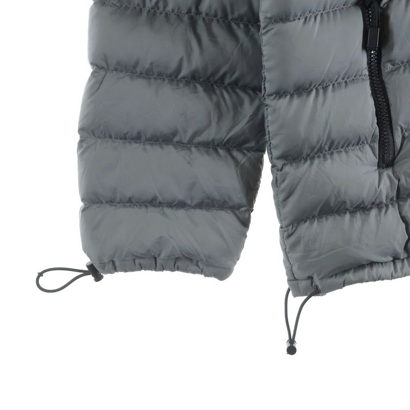 Miu Logo Embroidery Zip Up Puffer Jacket Gray