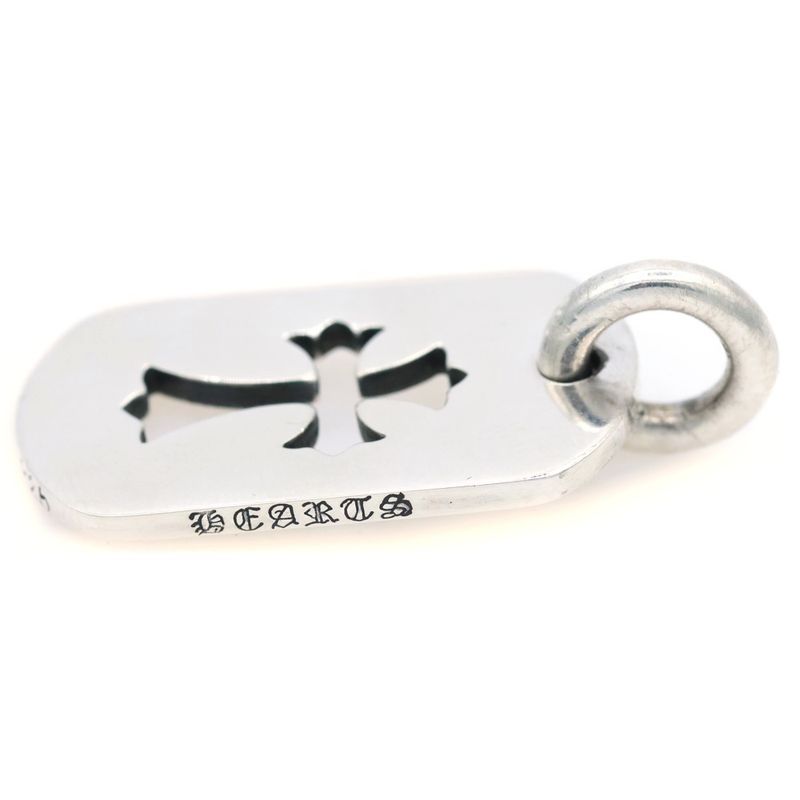 Chrome Hearts D Tag Sml CO Crs Cutout Cross Dog Tag Small Pendant Top Silver