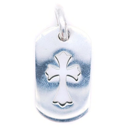 Chrome Hearts D Tag Sml CO Crs Cutout Cross Dog Tag Small Pendant Top Silver