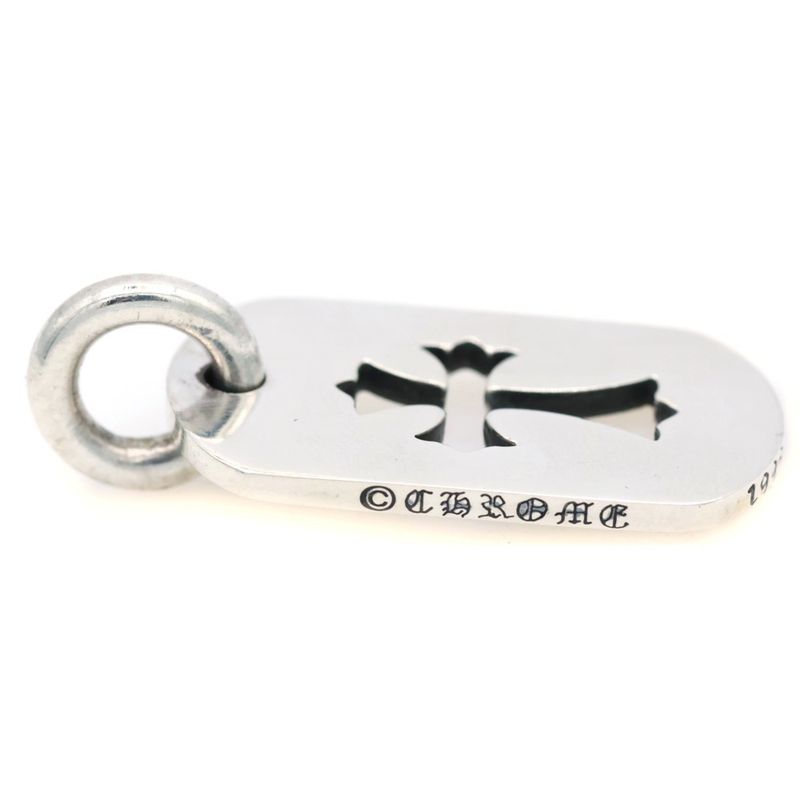 Chrome Hearts D Tag Sml CO Crs Cutout Cross Dog Tag Small Pendant Top Silver