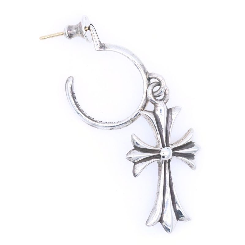 Chrome Hearts Tiny CH Cross Hoop Earrings Silver