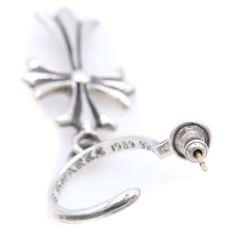 Chrome Hearts Tiny CH Cross Hoop Earrings Silver