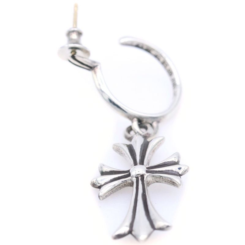 Chrome Hearts Tiny CH Cross Hoop Earrings Silver