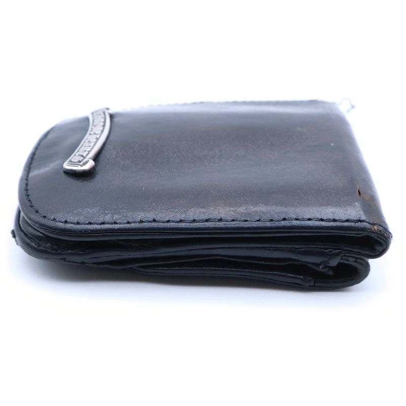 Chrome Hearts Taxi Scroll Label Leather Coin Case Wallet Black