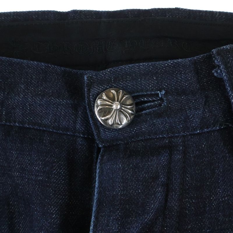 Chrome Hearts Dnm Pants Crs Btn Indigo Cross Ball Button Washed Denim