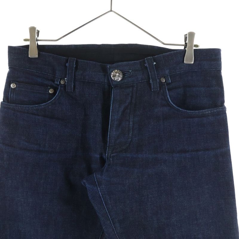 Chrome Hearts Dnm Pants Crs Btn Indigo Cross Ball Button Washed Denim
