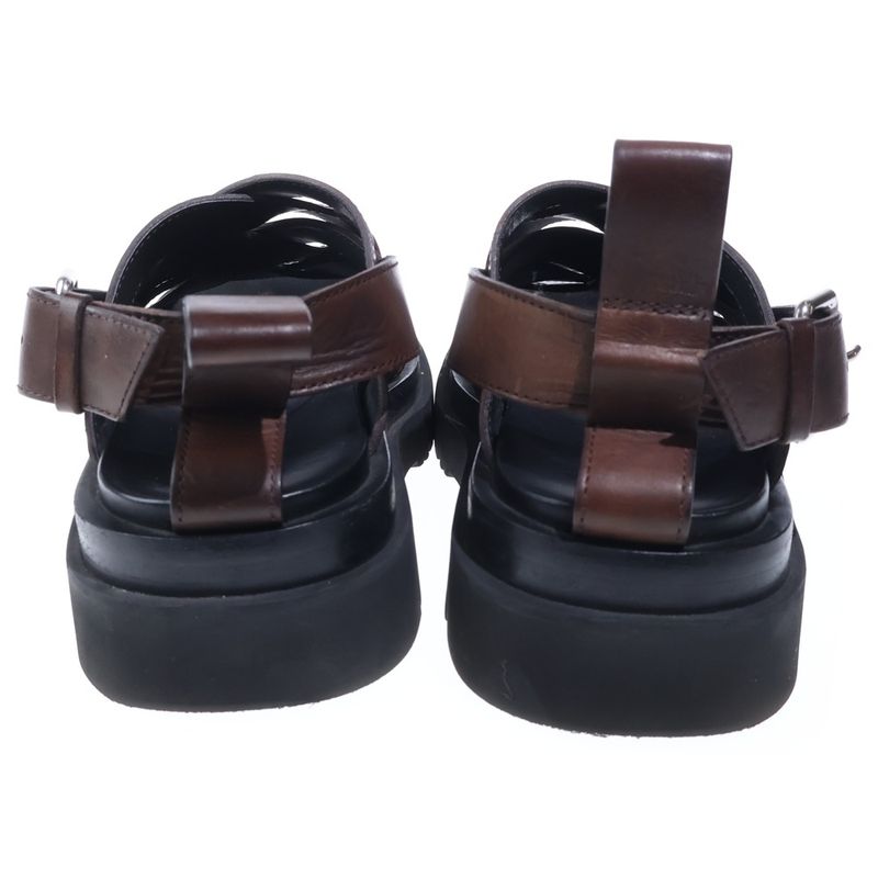 Bottega Veneta Intrecciato Lug Strap Leather Sandals Brown Black