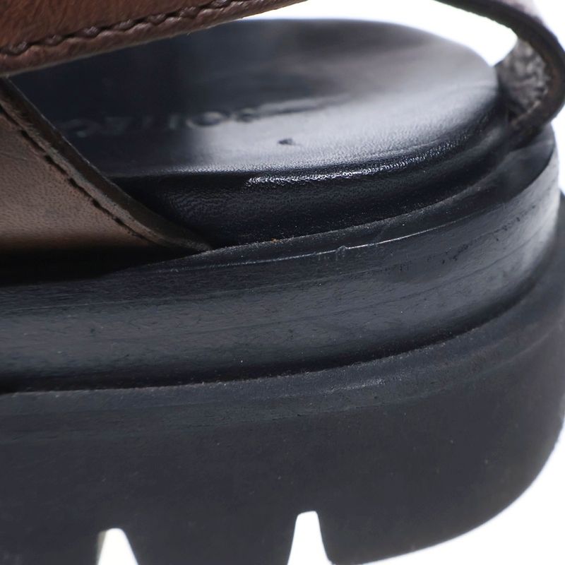 Bottega Veneta Intrecciato Lug Strap Leather Sandals Brown Black