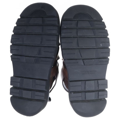 Bottega Veneta Intrecciato Lug Strap Leather Sandals Brown Black