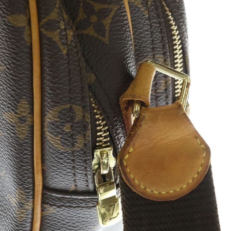 Louis Vuitton Monogram Reporter PM Shoulder Bag Brown Leather Gold