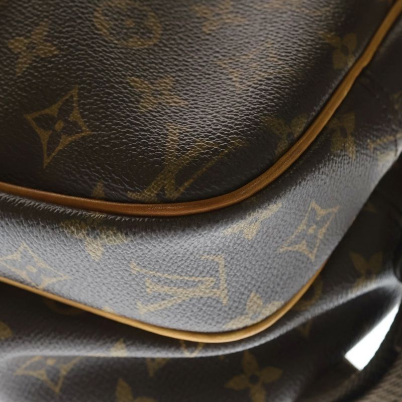 Louis Vuitton Monogram Reporter PM Shoulder Bag Brown Leather Gold