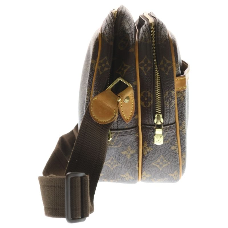Louis Vuitton Monogram Reporter PM Shoulder Bag Brown Leather Gold