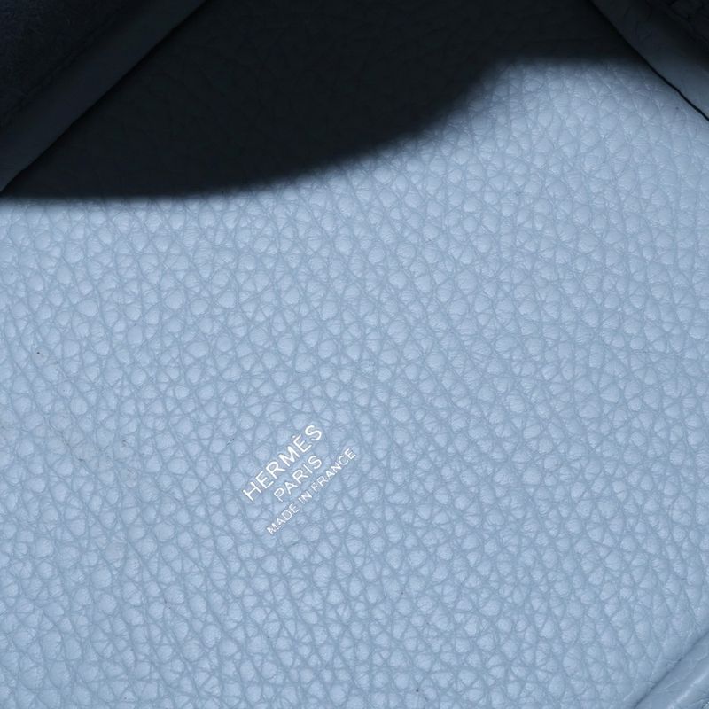 Hermes Picotin Lock PM Taurillon Clemence Blue Glacier Silver Handbag Gray