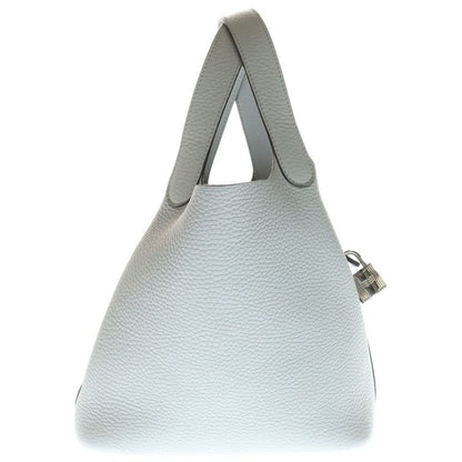 Hermes Picotin Lock PM Taurillon Clemence Blue Glacier Silver Handbag Gray